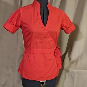 Red kimono short sleeve blouse